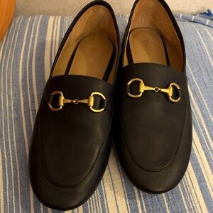 Black Loafers with Horse bit Buckle Quince Great condition like new